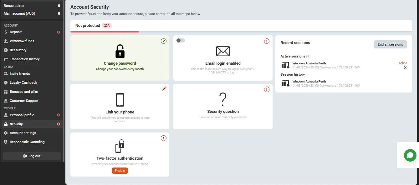 BizBet Australia login - account