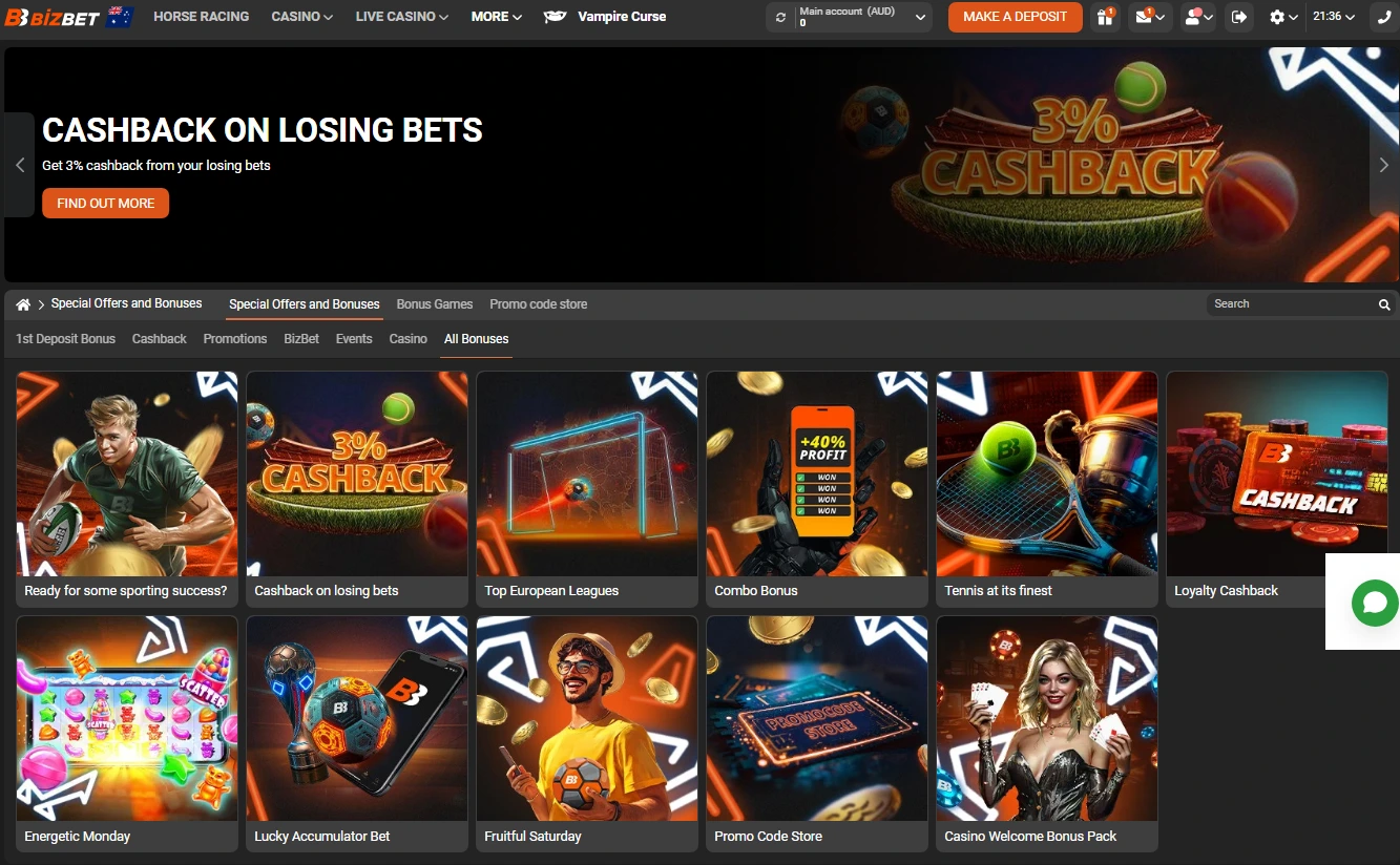 BizBet account registration - bonuses